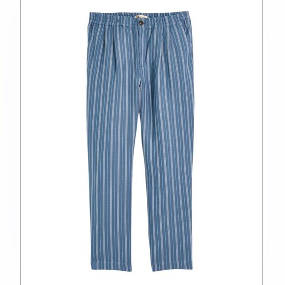 Madewell Blue Linen-Blend Track Trousers in Stripe Size Medium style MD211 - Picture 3 of 14